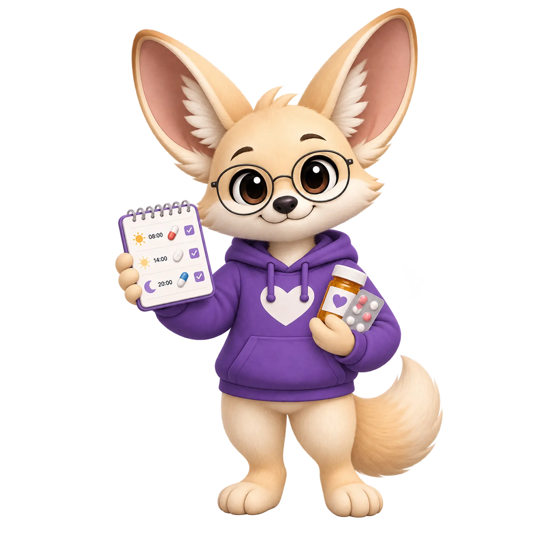 Caira fox holding a medication schedule and bottle
