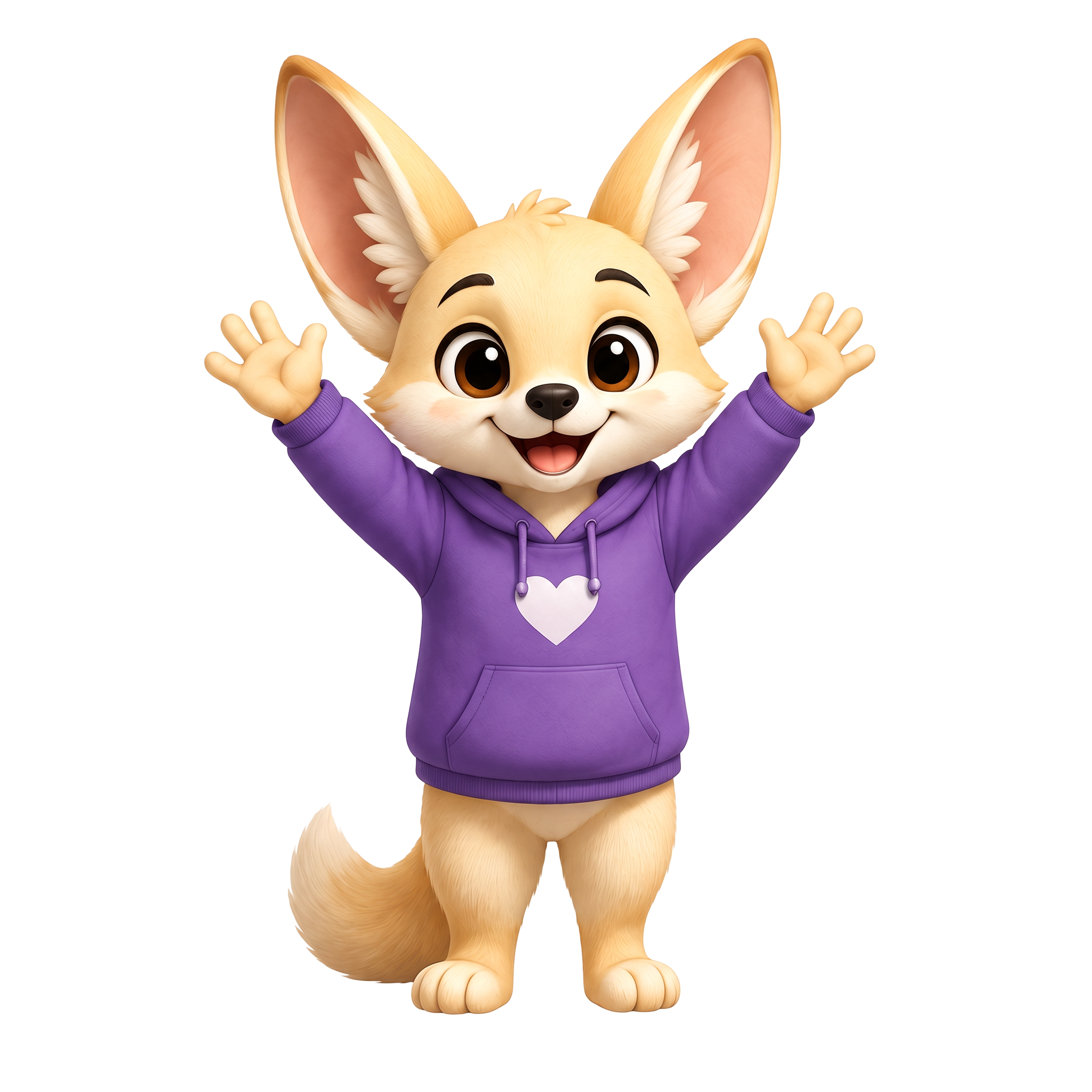 Caira fox with arms raised in welcome